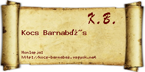 Kocs Barnabás névjegykártya