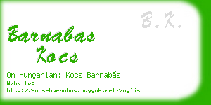 barnabas kocs business card