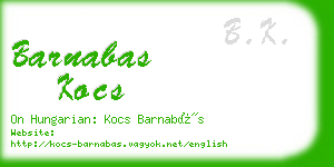 barnabas kocs business card